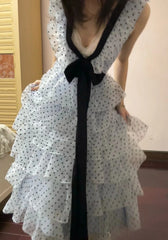 Chic Prom Dress Baby Blue V-neck Polka Dots Gala Dress Evening Gown Birthday Party Outfits HZ0319