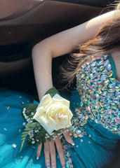 Stunning Prom Dress Sweetheart Pleated Gala Gown Tulle Crystal Evening Dress Birthday Party Outfits HZ0319