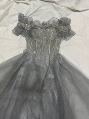Beauty Prom Dress Off Shoulder Pleated Gala Gown Birthday Party Outfits Tulle Evening Dress HZ0319
