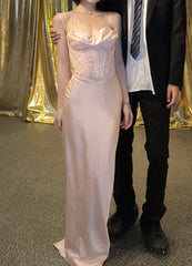 Fashion Prom Dress Light Pink Spaghetti Straps Gala Gown Birthday Party Outfits Evening Dress HZ0319