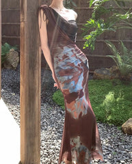 New Arrival Prom Dress One Shoulder Print Mermaid Gala Gown Party Outfits Evening Dress HZ0319