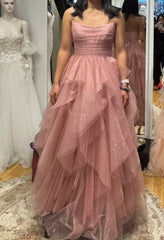 Chic Prom Dress Strapless Tulle Pleated Evening Dresses Birthday Party Outfits Gala Gown HZ0319