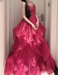 Pretty Prom Dress Sweetheart Ruffle Evening Dresses Birthday Party Outfits Gala Gown HZ0319
