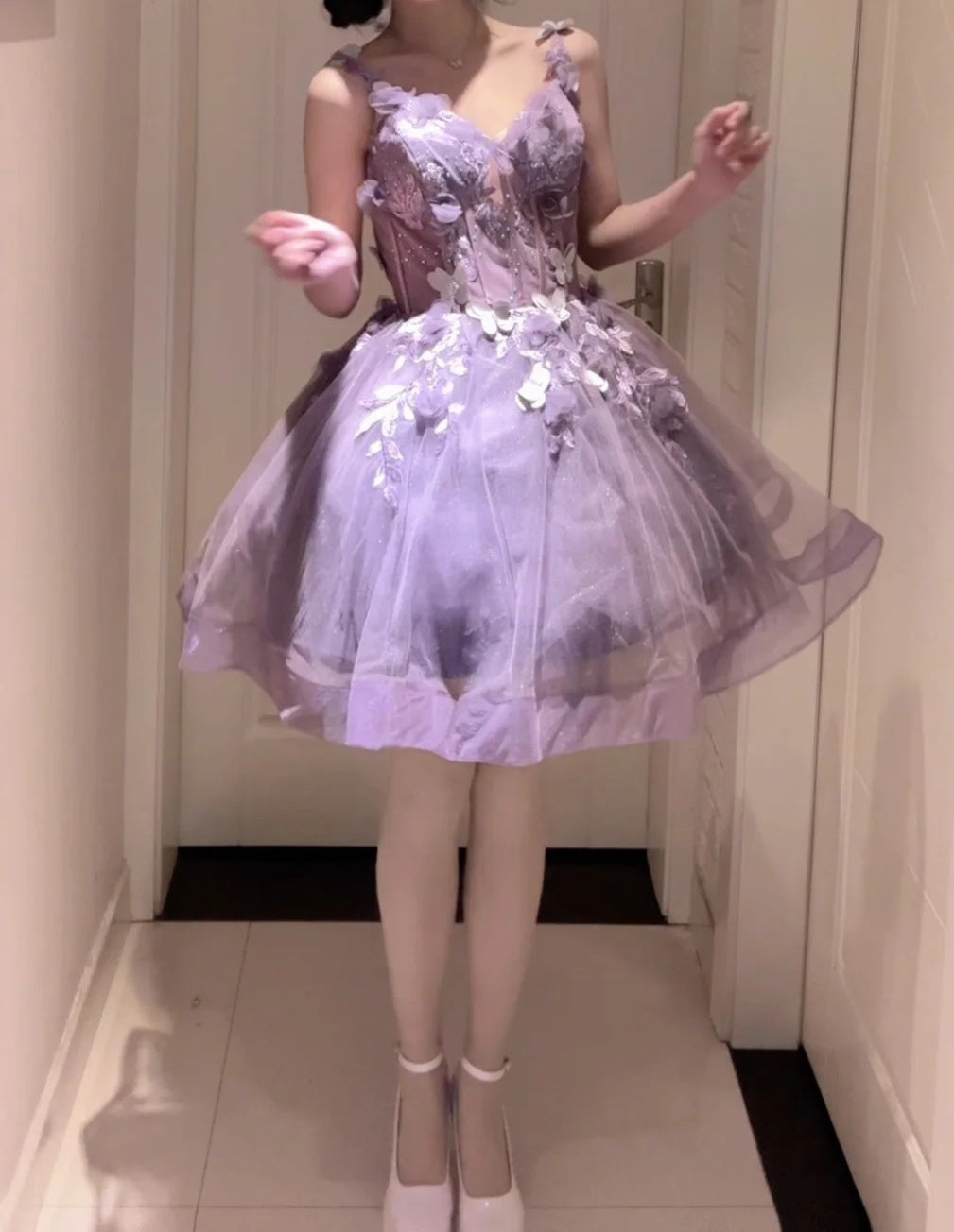 Fashion Homecoming Dress V-neck Tulle Short Party Dress Prom Dress Cocktail Outfits Birthday Party Dress HZ0319