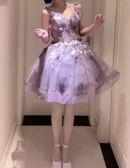 Fashion Homecoming Dress V-neck Tulle Short Party Dress Prom Dress Cocktail Outfits Birthday Party Dress HZ0319