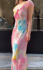 Fashion Prom Dress Chiffion V-neck Pleated Evening Dresses Print Gala Gown Cocktail Outfits HZ0319