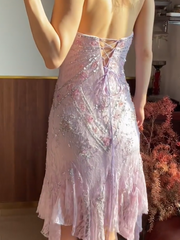 Chic Prom Dress Strapless Beading Evening Dresses Gala Gown Cocktail Outfits HZ0319
