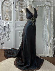 Elegant Prom Dress V-neck Crystal Evening Dress Gala Gown Cocktail Outfits HZ0319