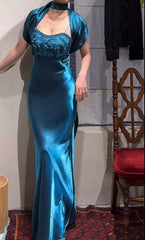 Elegant Prom Dress Satin Spaghetti Straps Cocktail Outfits Evening Dress Gala Gown HZ0319