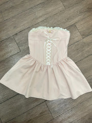 Beauty Homecoming Dress Strapless Pleated Short Prom Dress Back to School Outfits Birthday Party Dress HZ0319