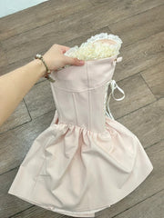 Beauty Homecoming Dress Strapless Pleated Short Prom Dress Back to School Outfits Birthday Party Dress HZ0319