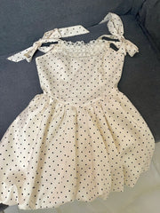 Beauty Homecoming Dress Straps Pleated Polka Dot Short Prom Dress Back to School Outfits Birthday Party Dress HZ0319
