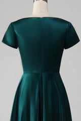 A-line V-neck Satin Mother of the Bride Dress