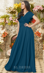 A-line V-Neck Short Sleeve formal dresses Bridesmaid Dresses evening gown Prom Dress