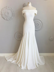 Ivory Off the Shoulder Mermaid Wedding Dresses, Off Shoulder Ivory Mermaid Prom Formal Evening Dresses
