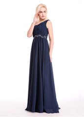 One-Shoulder Prom Dress With Beads