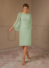 Sheath Lace Chiffon Tea Length Dusty Sage formal dresses evening dress Mother of the Bride Dresses