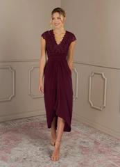 A-Line V-Neck Appliques Lace Cabernet formal dresses evening dress Mother of the Bride Dresses