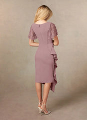Sheath V-Neck Pleated Dusty Rose formal dresses evening dress Mother of the Bride Dresses