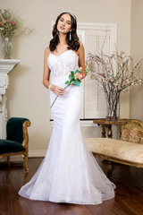 Embroidered tight corset mermaid wedding dress