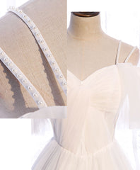 Simple white sweetheart long prom dress white formal dress
