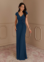 Mermaid V-Neck Sequins Lace Dark Navy formal dresses evening dress Mother of the Bride Dresses