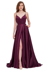 A-line V-neck backless tight corset and floor length evening gown