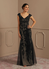 Mermaid Lace Tulle Dress Black Champagne formal dresses evening dress Mother of the Bride Dresses