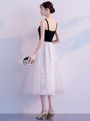 White tulle prom dress lace homecoming dress evening dress