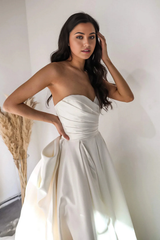 A Line Sweetheart Long Bridal Dress with Sweep Train Wedding Dresses