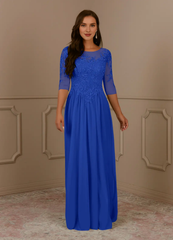 A-shaped spoon lace mesh mother of the bride dress