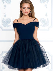 Off the Shoulder Short Pink/Navy Blue Prom Dresses, Short Pink/Navy Blue Off Shoulder Formal Graduation Homecoming Dresses