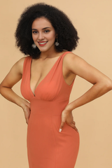 Lotus leaf edge sunset fish tail V-neck bridesmaid dress