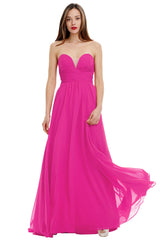 A-Line Sweetheart Chiffon Long Prom Dresses
