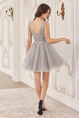 Sequin decal short sleeveless dress
