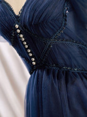 Dark Blue A-Line Short Prom Dresses, Dark Blue Homecoming Dress