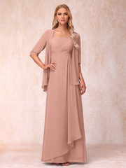 A-line princess sleeveless lotus leaf side length design mother of the bride dress
