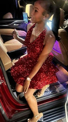 Sexy 17th Birthday Dresses Short Red Homecoming Dresses Birthday Outfits P351