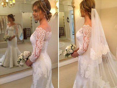 Mermaid  Wedding Dress With Sleeves, Bridal Gown ,Dresses For Brides
