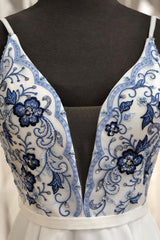 Straps Embroidery Homecoming Dress with Illusion V Inset