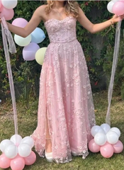 Gorgeous Prom Dress Light Pink Sweetheart Pleated Evening Dress Long Cocktail Outfits Gala Gown HZ0319