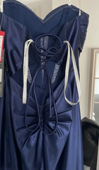 Elegant Prom Dress Navy Blue Sweetheart Pleated Long Evening Dress Party Outfits Gala Gown HZ0319