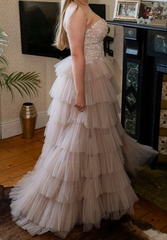 Delicate Prom Dress Sweetheart Pleated Tulle Long Gala Gown Evening Dress Party Outfits HZ0319