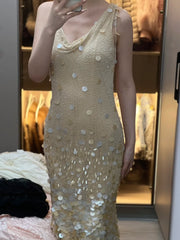90s Retro Prom Dress Straps Beading Sequins Gala Gown Evening Dress Party Outfits HZ0319