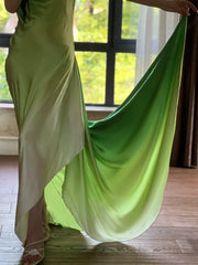 90s Prom Dress Ombre Green Spaghetti Straps Backless Gala Gown Evening Dress Party Outfits HZ0319