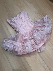 Sweet Homecoming Dress Strapless Butterfly Short Prom Dress Back to School Outfits Birthday Party Dress HZ0319
