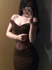 Charming Prom Dress Off Shoulder Pleated Sheath Gala Gown Evening Dress Party Outfits HZ0319