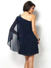 A-Line/Princess One-Shoulder Sleeveless Short Chiffon Bridesmaid Dresses