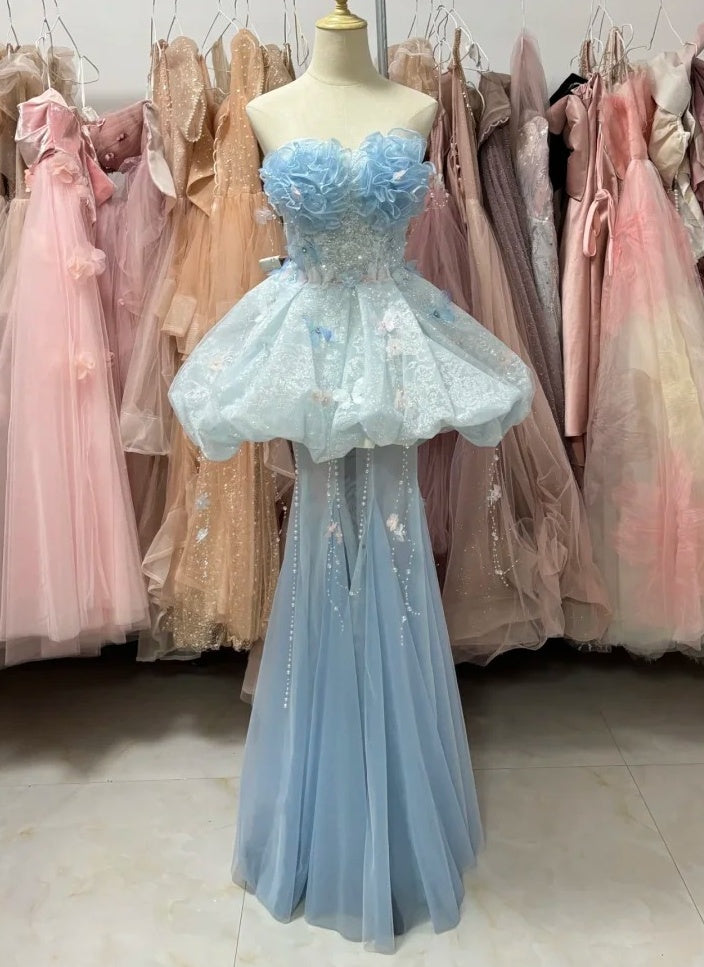 Stunning Prom Dress Strapless Pleated Gala Gown Evening Dress Party Outfits HZ0319