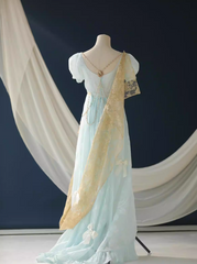 Elegant Imperial Prom Dress Square Neck Print Gala Gown Evening Dress Party Outfits HZ0319